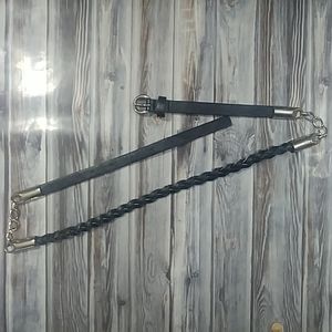 Faux Leather Silver Chain Belt